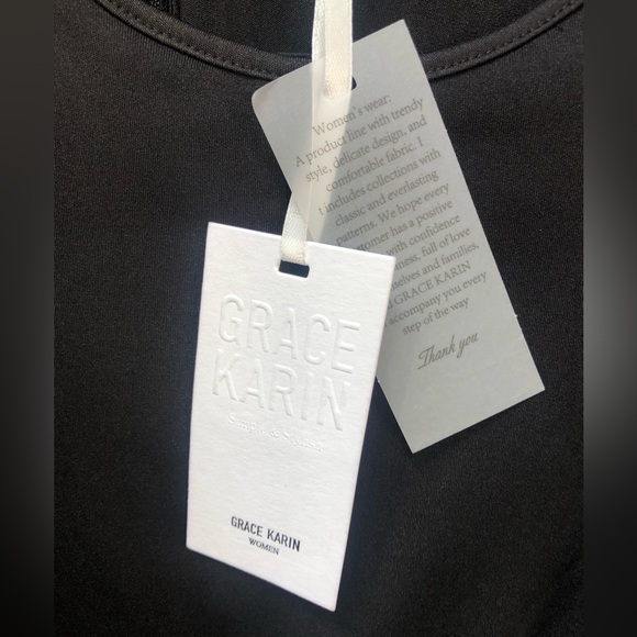 GRACE KARIN Front Slit Black Party Dress, Size Small - Picture 5 of 11